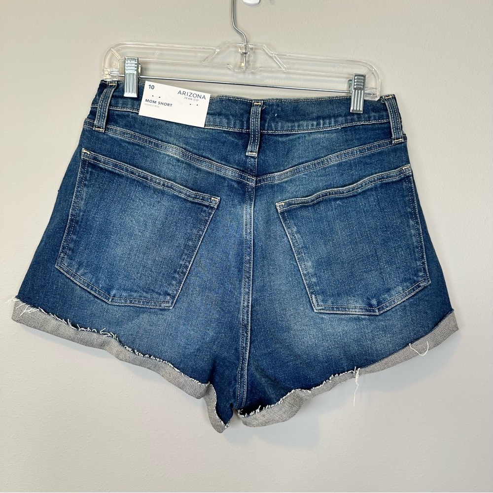 Arizona Jean Co Highest Rise Mom Short Women's Blue Denim Summer Rolled Cuff Hem - Picture 3 of 8